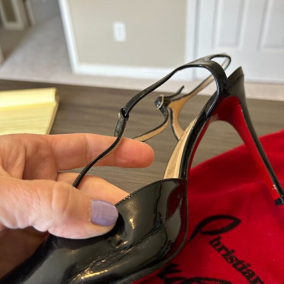 CHRISTIAN LOUBOUTIN Black Patent Leather Coxinelle T-Bar Pumps Size 42 US 11 - Picture 8 of 9